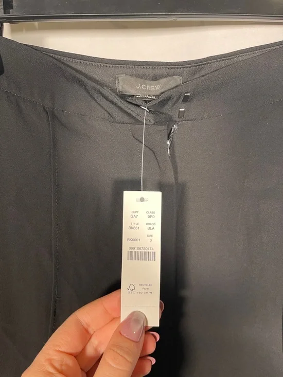 J. CREW WOMENS BLACK HIGH RISE CREPE TROUSER DRESS PANT 6 NEW WITH TAGS BK631 - Picture 3 of 7